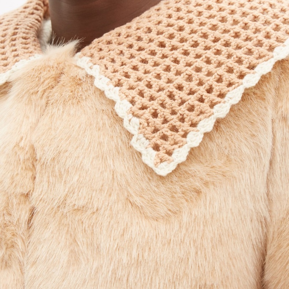 NWT Shrimps Ralph Crochet-Collar Faux Fur Jacket - Picture 4 of 11